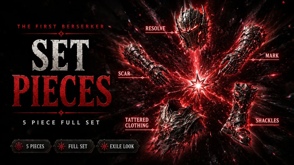 First Berserker Khazan Fallen Star Armor set pieces Resolve Mark Scar Shackles