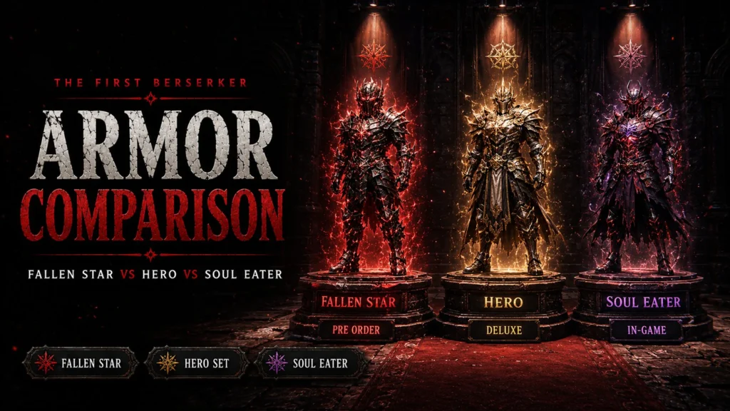 First Berserker Khazan Fallen Star Armor vs Hero Soul Eater Fallen Lord comparison