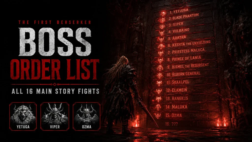 First Berserker Khazan Bosses order list