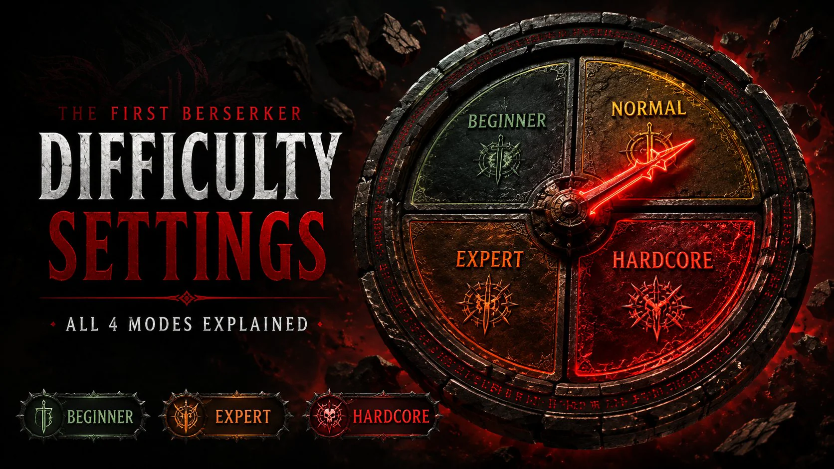 First Berserker Khazan difficulty settings all 4 modes Beginner Normal Expert Hardcore