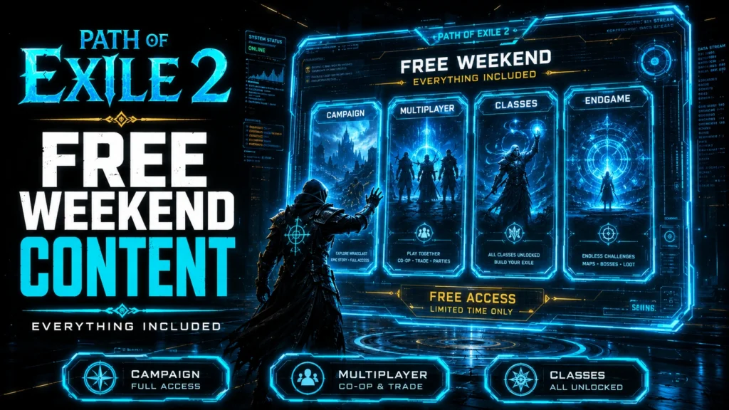 Path of Exile 2 free to play weekend content campaign multiplayer classes