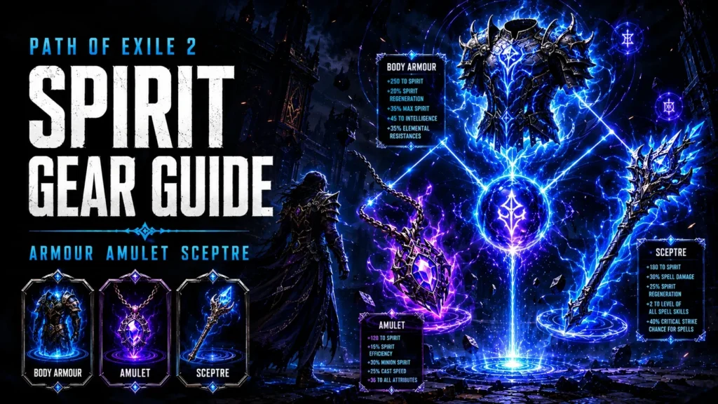 Path of Exile 2 how to get more Spirit gear body armour amulet sceptre guide