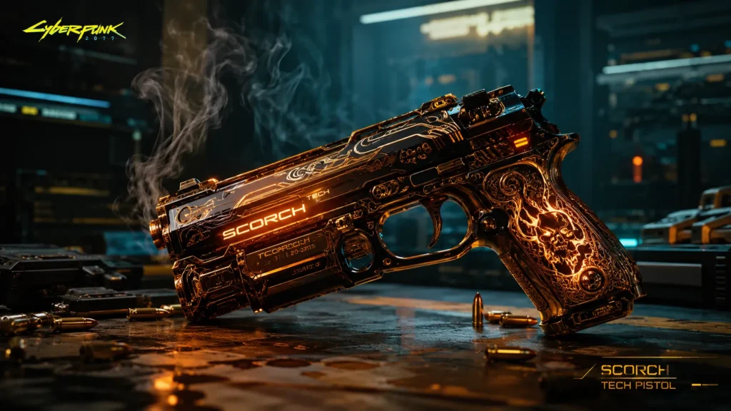 Scorch Cyberpunk 2077 weapon guide, stats, and ultimate character build feature image