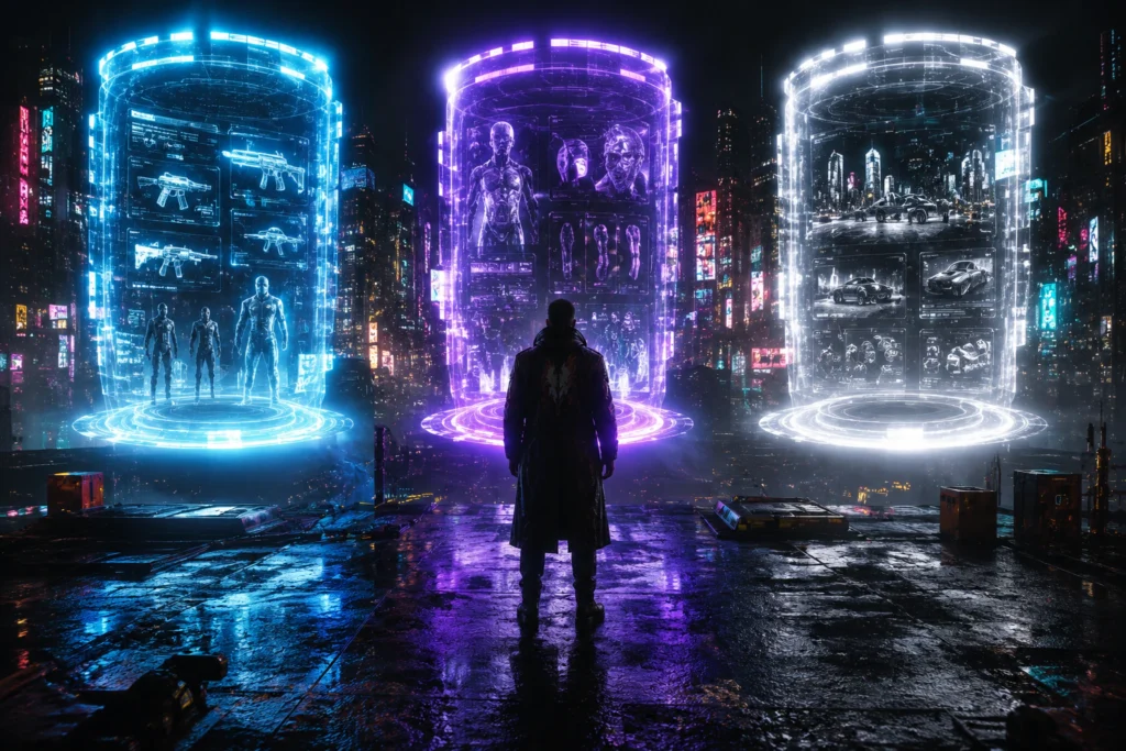 Cyberpunk 2077 CDKey platform comparison holographic portals for Steam GOG and Epic Games