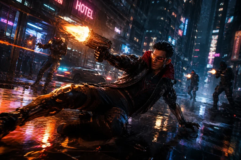 Cyberpunk 2077 combat gameplay showing strategic use of Scorch tech pistol charged shots